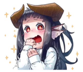 😍 Anime, Ragazza mostro, Carino, Corna, Demone, Kawaii, Fantasy telegram sticker