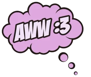 ☺️ AWW :3 mignon, kawaii, adorable, bulle, dessin animé whatsapp sticker