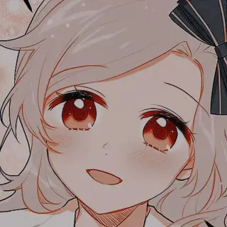 🌻 Anime-Mädchen, süß, rote Augen, Schleife, Cartoon, Figur, Illustration telegram sticker