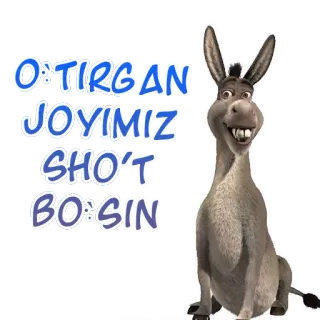 😄 Donkey Shrek O'TIRGAN JOYIMIZ SHO'T BO'LSIN cartoon, donkey, movie, character, animated telegram sticker