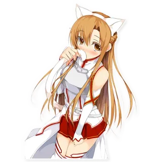 ☺️ Asuna Yuuki Sword Art Online 애니메이션, 검, 소녀, 귀여운, 고양이 귀 telegram sticker