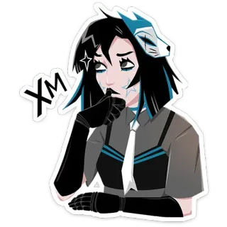 🤔 XM anime, girl, sad, crying, mask, black hair, cute telegram sticker
