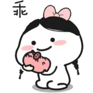 🐷 乖 Kreskówka, Dziewczyna, Świnia, Słodkie, Postać, Kawaii telegram sticker