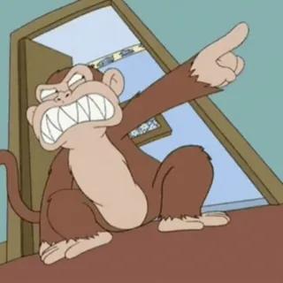 🐒 scimmia, animale, cartone animato, arrabbiato, che punta telegram sticker
