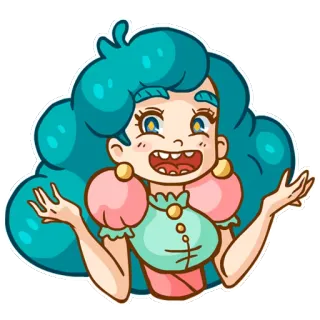 🤗 dessin animé, femme, fille, personnage, illustration, autocollant telegram sticker