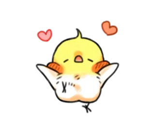 😄 poussin, oisillon, coeur, animal, mignon, dessin animé telegram sticker