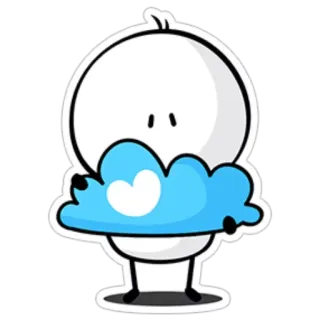 ❤ personage, sticker, wit, blauw, cartoon telegram sticker