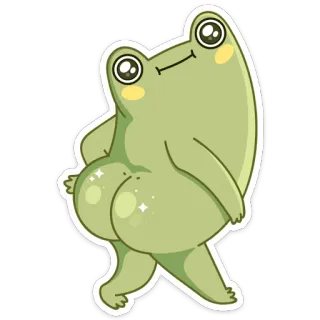 🍑 grenouille, dessin animé, animal, mignon, fesses whatsapp sticker