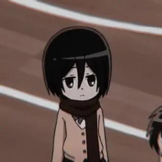 🀄 Mikasa Ackerman Attack on Titan Anime, Chibi, L'Attaque des Titans, Mikasa, Dessin animé, Personnage telegram sticker