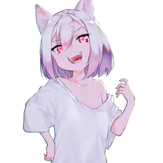 😈 anime girl, cat ears, cute, kawaii, manga, girl, anime telegram sticker