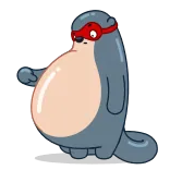 🤤 kartun, anjing laut, binatang, kacamata merah, superhero telegram sticker