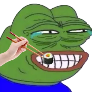 🍣 Pepe the Frog pepe, pepe o sapo, meme, sushi, sapo, emoções, meme da internet whatsapp sticker