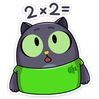 ⭐ 2x2= cat, cartoon, math, sticker, cute, animal telegram sticker