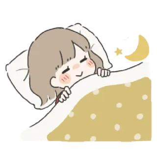 🌟 sommeil, bonne nuit, lune, dessin animé, femme, nuit, mignon, dormir telegram sticker