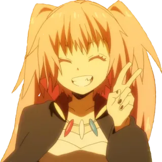 ✌️ Milim Nava That Time I Got Reincarnated as a Slime Anime, Charakter, Friedenszeichen, Lächeln, Milim Nava, Meine Wiedergeburt als Schleim, Kawaii, Cartoon telegram sticker