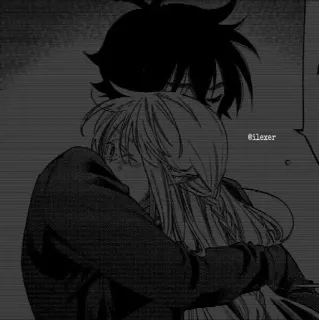 ▪️ @ilexer anime, couple, hug, manga, romance, cartoon telegram sticker