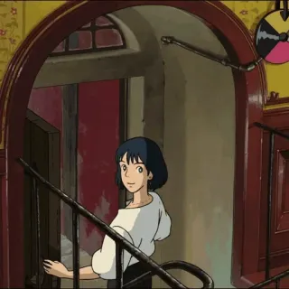 ⚜ Sophie Hatter Howl's Moving Castle Anime, Ghibli, Sophie, El castillo ambulante, Escaleras, Personaje telegram sticker