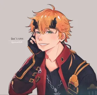 🍁 She's cute. 动漫, 男孩, 可爱, 肖像 telegram sticker