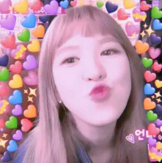 🐚 언니 coeurs, coréen, femme, selfie, amour, baiser whatsapp sticker