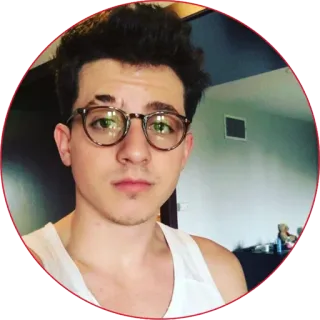 🤓 Charlie Puth singer, pop music, celebrity, glasses, portrait, musician telegram sticker