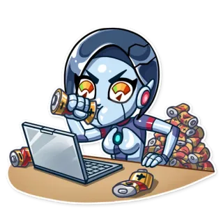 ⚡ robot, battery, computer, science fiction, android telegram sticker