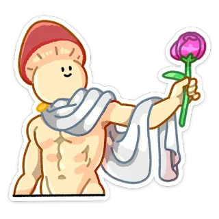 🌹 seta, hombre, flor, toga, dibujo animado, personaje telegram sticker