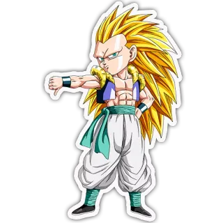 💥 Gotenks Dragon Ball Z Gotenks, Dragon Ball Z, Anime, Pouce vers le bas, Fusion, Personnage, Super Saiyan whatsapp sticker