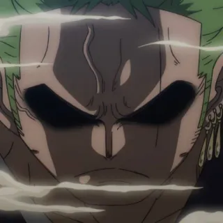 🧩 Zoro One Piece Anime, Spadaccino, Capelli verdi, Determinato, Guerriero telegram sticker