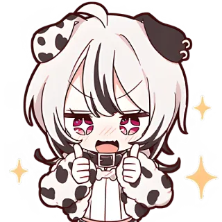 👍 Anime, Hund, Dalmatiner, Cartoon, Daumen hoch, Funkeln, Süß telegram sticker