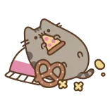 🍕 Pusheen cat, pusheen, pizza, pretzel, food, cute, cartoon telegram sticker