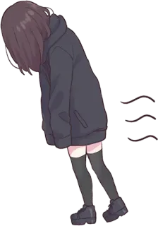 😞 Anime, Chica, Sudadera con capucha, Deprimido/a, Emo, Triste telegram sticker