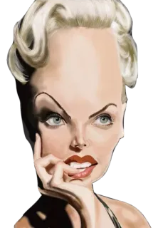 😜 карикатура, женщина, блондинка, портрет telegram sticker