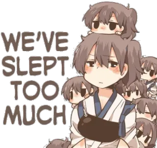 🛌 WE'VE SLEPT TOO MUCH sonolento, anime, desenho animado, cansado, fofo whatsapp sticker