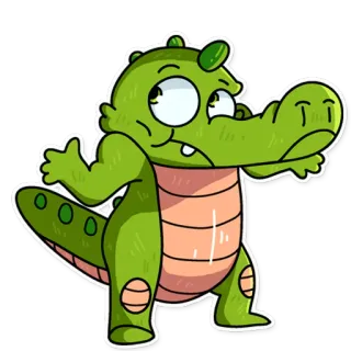 🙄 alligator, crocodile, dessin animé, reptile, animal, vert telegram sticker