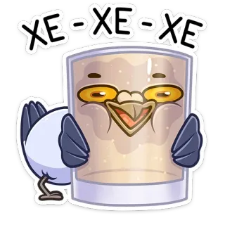 😜 XE-XE-XE pájaro, dibujo animado, vidrio, gracioso, animal, lindo, paloma telegram sticker