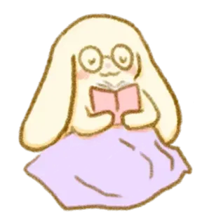 💭 konijn, lezen, boek, bril, cartoon, schattig telegram sticker