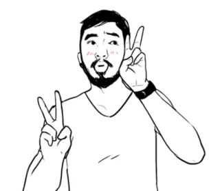 ✌ peace, gesture, man, illustration, cartoon, portrait telegram sticker