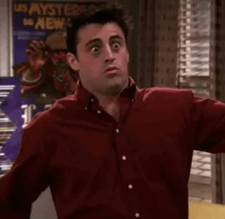 😱 Joey Tribbiani Friends Joey Tribbiani, Przyjaciele, zszokowany, zaskoczony, przestraszony, reakcja telegram sticker