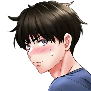 🥰 Anime, Rumieniec, Pot, Mężczyzna, Postać telegram sticker