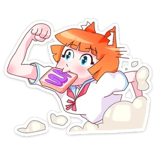 😋 卡通, 动漫, 漫画, 女孩, 吐司, 可爱 telegram sticker