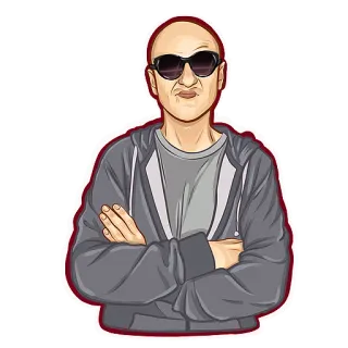 😎 Mann, Sonnenbrille, Hoodie, Glatze, Person telegram sticker