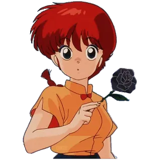 🌹 anime, chica, rosa, dibujos animados whatsapp sticker