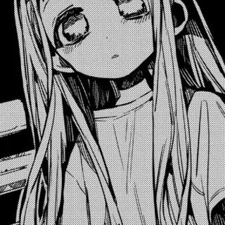🥬 Anime, Fille, Manga, Dessin animé, Noir et blanc, Portrait telegram sticker