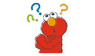 ❓ Elmo เอลโม, เซซามีสตรีท, เครื่องหมายคำถาม, รายการทีวีเด็ก, การ์ตูน telegram sticker