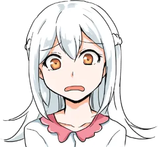 😧 аниме, девушка, обеспокоенная, озабоченная, мультфильм, рисунок telegram sticker