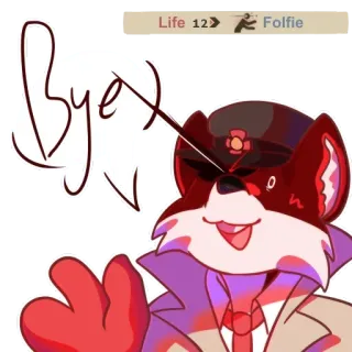 👋 Bye! 여우, 잘 가, 손 흔드는, 털복숭이, 만화, 작별 telegram sticker
