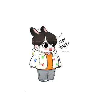 🍃 아미 추워?! kpop, Fanart, Hase, Chibi, Cartoon, niedlich, Kunstwerk telegram sticker