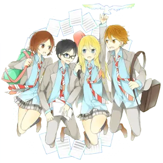 😚 Anime, Uniforme scolastica, Studenti, Saltando, Amici, Gioventù telegram sticker
