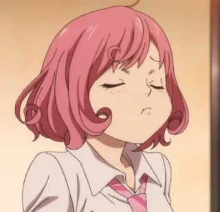 🍁 Anime, Ragazza, capelli rosa, Espressione, carina, Cartone animato telegram sticker