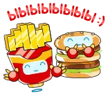 😂 Dessin animé, Nourriture, Frites, Burger, Fast food, Mignon, Kawaii, Sticker whatsapp sticker